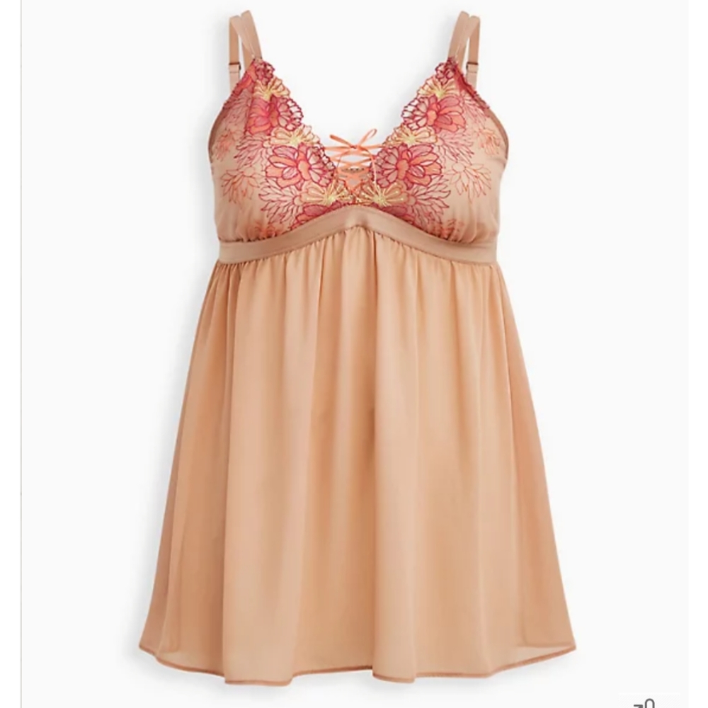 Torrid EMBROIDERED MESH STRAPPY BABYDOLL - Picture 3 of 5